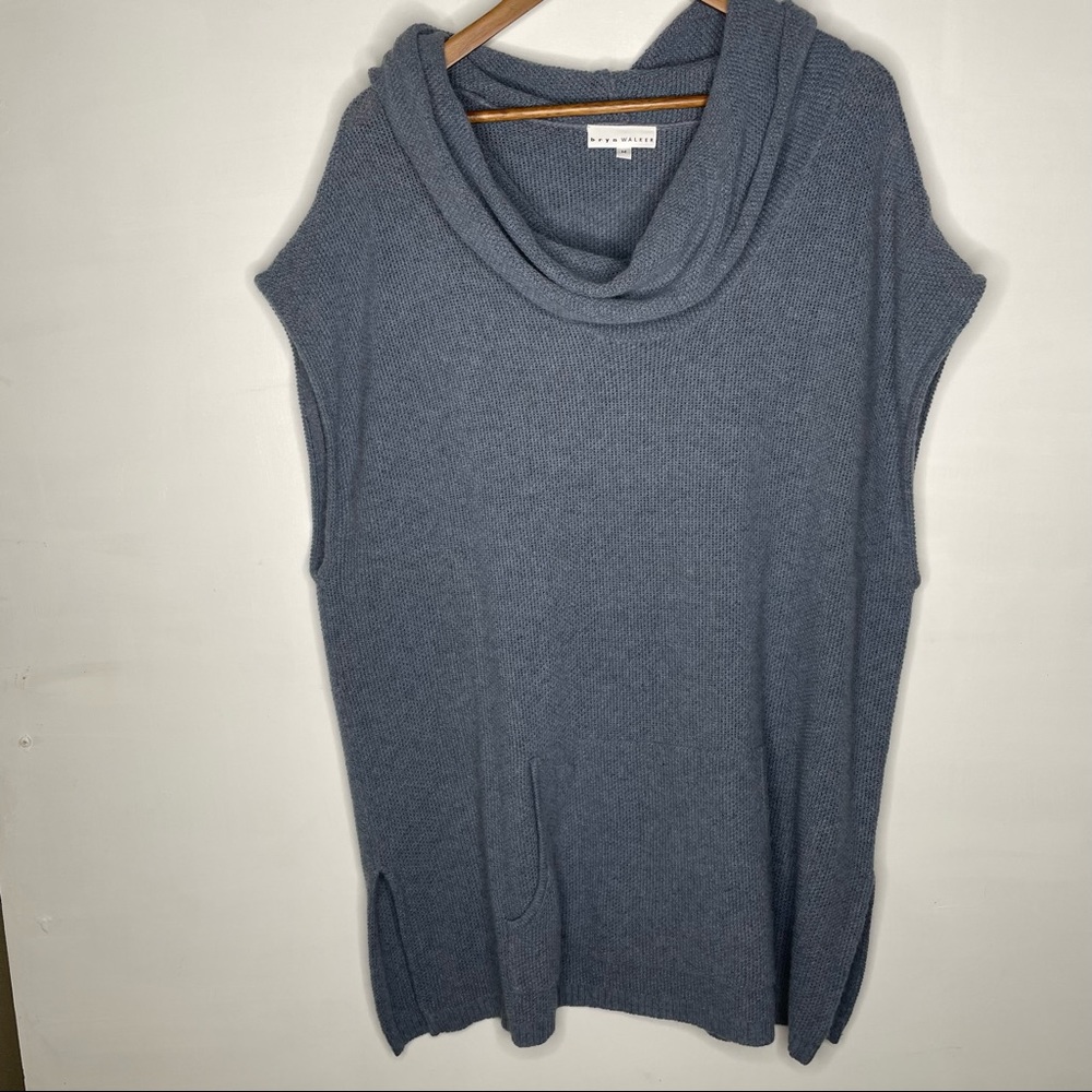 Bryn Walker blue sleeveless cowl neck sweater